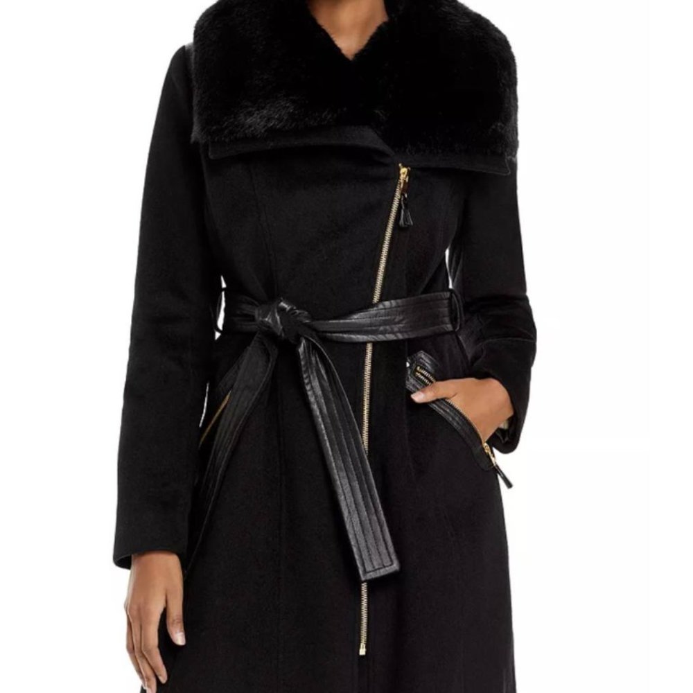 Via Spiga Kate Faux Fur Trim Coat